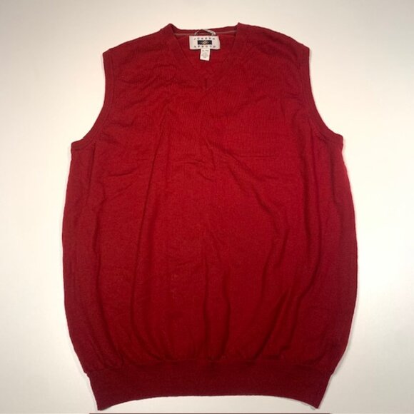 Joseph Abboud Merino Wool Sweater Vest Red XL V Neck Lightweight Mens Classic - Picture 2 of 8